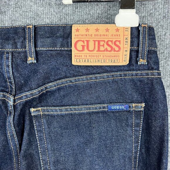 Vintage Men's Guess Jeans Boot Leg Low Waist Sz 32 Dark Wash Blue - Picture 3 of 9